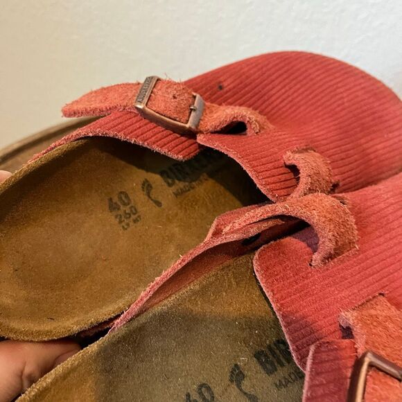 Birkenstock Sienna Red Suede Boston Corduroy Slide Clogs Shoes Women's Size 9 - Picture 10 of 11